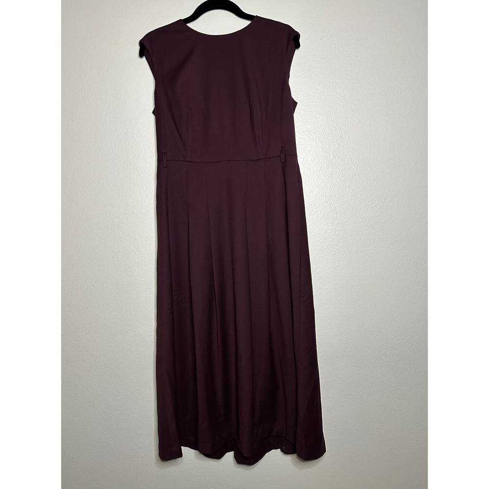 Ann Taylor Petite Pleated Sleeveless Sheath Midi Dress Burgundy Size‎ 4 - Picture 3 of 7